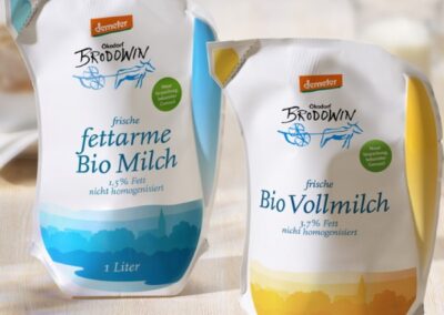 Milchbeutel mit Brodowiner Logo